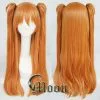 Cosplay&ware Anime Eva Asuka Langley Soryu Cosplay Wigs Long Orange With 2 Ponytail Clips Heat Resistant Synthetic Hair Wig & Cap