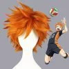 Cosplay&ware Anime Haikyuu Hinata Syouyou Cosplay Wig Short Orange Curly Heat Resistant Synthetic Hair Wigs & Free Cap