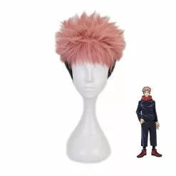 Ktip Up Anime Jujutsu Kaisen Cosplay Yuji Itadori Wig Pink Black Short Heat Resistant Fiber Hair Wigs