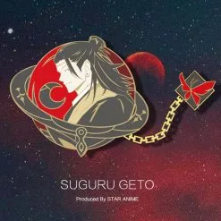 COSJK Anime Jujutsu Kaisen Gojo Satoru Metal Chain Badge Button Brooch Pins Collection Fashion Medal Pendant Souvenir Toy Cosplay Gift