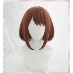 Cosplay&ware Anime My Hero Academia Uraraka Wigs Short Brown Bob Heat Resistant Cosplay Costume Wig & Cap