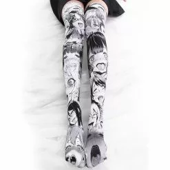 Prowow Anime Cosplay Printed Stockings Lolita Gothic Velvet Overknee Tights Socks Women Girls Long Knee Sexy Costume