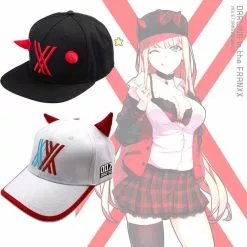 Cosplay&ware Anime Darling In The Franxx Hat Cosplay Prop Accessories Zero Two 02 Adjustable Baseball Caps