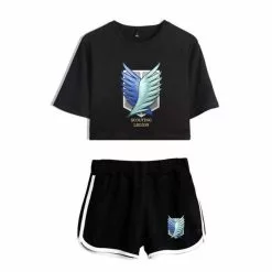 COSREA Attack On Titan Cosplay Costume Survey Corps Logo Short Sleeve Shirt Sport Suits Girls Tees Shorts T Running Sets Women -Zentai shop online Attack on Titan Cosplay Costume Survey Corps Logo Short Sleeve Shirt Sport Suits Girls Tees Shorts 2.jpg 640x640q80 2.jpg 2