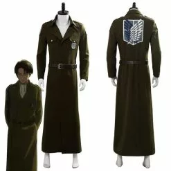 Cosplay&ware Attack On Titan Cosplay Levi Costume Scouting Legion Soldier Coat Trench Jacket Adult Men Halloween Carnival Clothing