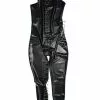 Cosplay&ware Black 100% Real Natural Latex Suit Women’s Bodysuit Fetish With Crotch Zip In Solid Color