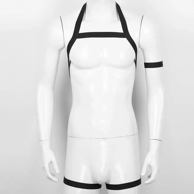 YiZYiF Body Chest Harness Men Halter Neck Elastic Belt Leg Garter Shoulder Strap With Armband For Cosplay Club Costumes 3 YiZYiF Body Chest Harness Men Halter Neck Elastic Belt Leg Garter Shoulder Strap With Armband For Cosplay Club Costumes - Image 3
