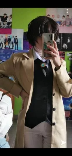 PUOEWJN Bungo Stray Dogs Dazai Osamu Cosplay Costume Long Jacket Coat Halloween Christmas -Zentai shop online Bungo Stray Dogs Dazai Osamu Cosplay Costume Long Jacket Coat Halloween Christmas Costume 4.jpg 640x640q80 4.jpg 4