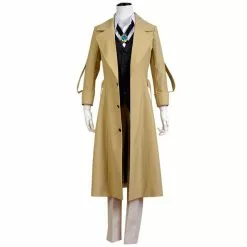 PUOEWJN Bungo Stray Dogs Dazai Osamu Cosplay Costume Long Jacket Coat Halloween Christmas