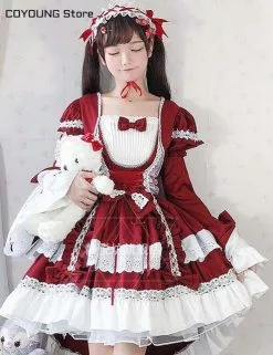 Luogen Coyoung Store Cosplay Sweet Lolita Dress Retro Lace Bowknot Flare Sleeve Victorian Kawaii Girl Gothic -Zentai shop online COYOUNG Store Cosplay sweet lolita dress retro lace bowknot flare sleeve swallowtail victorian dress kawaii girl 4.jpg 640x640q80 4.jpg 4