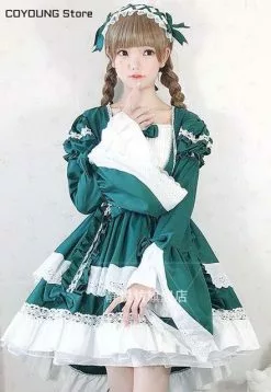 Luogen Coyoung Store Cosplay Sweet Lolita Dress Retro Lace Bowknot Flare Sleeve Victorian Kawaii Girl Gothic -Zentai shop online COYOUNG Store Cosplay sweet lolita dress retro lace bowknot flare sleeve swallowtail victorian dress kawaii girl 5.jpg 640x640q80 5.jpg 5