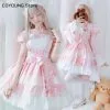 Luogen Coyoung Store Cosplay Sweet Lolita Dress Retro Lace Bowknot Flare Sleeve Victorian Kawaii Girl Gothic