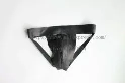 Cosplay&ware Cool And Sexy Jockstraps Men’s Black Latex T-back With Front Zipper Made Of 100% Real & Natural Materials