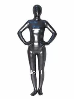Cosplay&ware Dark Silver Zentai Shiny Metallic Full Body Tights
