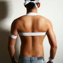 CLEVER-MENMODE Elastic Harness Men Band Sexy Bondage Shoulder Straps Chest Halter Belt With Metal O-rings Hollow Muscle Costume Club Party Wear -Zentai shop online Elastic Harness Men Band Sexy Bondage Shoulder Straps Chest Halter Belt with Metal O rings Hollow 5.jpg 640x640q80 5.jpg 5