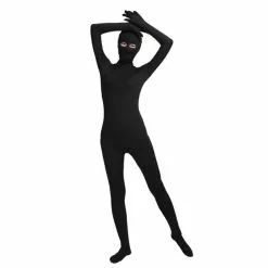 Ensnovo Black Zentai Bodysuit Nylon Spandex Suit Eyes Open Skin Tights For Women Cosplay Costume Halloween Party