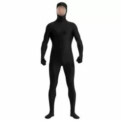 Ensnovo Unisex Zentai Suit Men Adult Open Face Full Body Spandex Black Bodysuit Tight Cosplay Costumes
