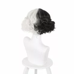 Cosplay&ware Evil Women Half Black White Wig Bad Girl Short Curly Hair Wigs Headwear Demon Cosplay Props 2 Types -Zentai shop online Evil Women Half Black Half White Wig Bad Girl Short Black White Curly Hair Wigs Headwear 4.jpg 640x640q80 4.jpg 4