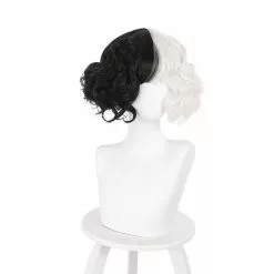 Cosplay&ware Evil Women Half Black White Wig Bad Girl Short Curly Hair Wigs Headwear Demon Cosplay Props 2 Types -Zentai shop online Evil Women Half Black Half White Wig Bad Girl Short Black White Curly Hair Wigs Headwear 5.jpg 640x640q80 5.jpg 5