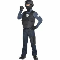 Cosplay&ware Agent Police Uniform Vest & Helmet Costume Fancy Dress Outfit 3-9years Children