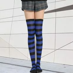 Cosplay&ware Fashion Cute Women Girls Kawaii Lolita Cotton Long Thigh High Stocking Anime Cosplay Over Knee Socks -Zentai shop online Fashion Cute Women Girls Kawaii Lolita Cotton Long Striped Thigh High Stocking Anime Cosplay Over Knee 2.jpg 640x640q80 2.jpg 2