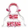 Cosplay&ware Female Girls Anime Lolita Cosplay Costume Plush Cat Ears Bowknot Bell Ruffles Lace Collar Necklace Wristband