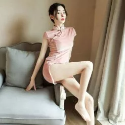 Cosplay&ware Fresh Girl Short-sleeved Sexy Underwear Spring And Summer Dress T Split Fashion Temperament Slim Cheongsam Skirt -Zentai shop online Fresh Girl Short Sleeved Sexy Underwear Spring And Summer Dress t Split Fashion Improved Temperament Slim 4.jpg 640x640q80 4.jpg 4