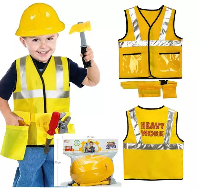 Cosplay&ware Funny Construction Worker Costume Kit 3-9 Years Children Role Play Toy Set Career Costumes Heavy Cosplay 1 Cosplay&ware Funny Construction Worker Costume Kit 3-9 Years Children Role Play Toy Set Career Costumes Heavy Cosplay