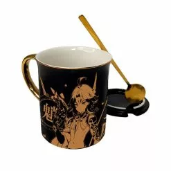 COSJK Genshin Impact Zhongli Xiao Tartaglia Ceramic Mug Cup Coffee Water Gold Stamping Men Women Spoon & Lid Fashion Gift -Zentai shop online Genshin Impact Zhongli Xiao Tartaglia Ceramic Mug Cup Coffee Water Cup Gold Stamping Men Women Spoon 4.jpg 640x640q80 4.jpg 4