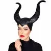 Cosplay&ware Girls Horns Hat Black Queen Cosplay Headpiece Women Halloween Costumes Anime Witch Headdress Party Props