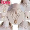 ITUY Gorgeous Vintage Rococo Style Wedding Lolita Princess Multilayer Pearl Lace Gem Necklace Collarbone Chain