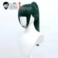 Hsiu Anime Jujutsu Kaisen Cosplay Maki Zenin Wig Dark Green Ponytail Short Hair & Free Gift Brand Cap -Zentai shop online HSIU Anime Jujutsu Kaisen Cosplay Maki Zenin Wig Dark green ponytail short hair Free gift brand 2.jpg 640x640q80 2.jpg 2