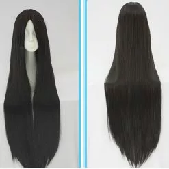 Cosplay&ware Hsiu 100cm Long Straight Wig Cosplay Black Costume Play Wigs Halloween Party Anime Game Hair -Zentai shop online HSIU High Quality 100cm Long Straight Wig central parting Cosplay Wig black Costume Play Wigs Halloween 1.jpg 640x640q80 1.jpg 1