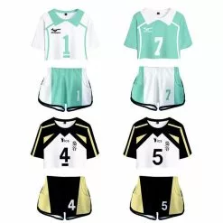 MicroPlush Haikyuu Cosplay Costume Aoba Johsai High School Akaashi Keiji Bokuto Koutarou Oikawa Tooru Two Piece Set Tops And Shorts