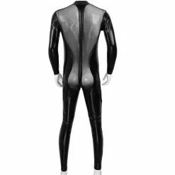 Cosplay&ware Halloween Black Unisex Sexy Metallic Shiny Zentai Catsuit Men Women Mesh Splice Full Bodysuit Cosplay Costume Latex Suit -Zentai shop online Halloween Black Unisex Sexy Metallic Shiny Zentai Catsuit Men Women Mesh Splice Full Bodysuit Cosplay Costume 2.jpg 640x640q80 2.jpg 2