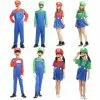 NFUHGOIDHGI Halloween Costume Cosplay Super Mario Game Children Adult Set Four Piece Party Performance Green