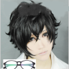 Cosplay&ware High P5 Persona 5 Kurusu Akira Joker Cosplay Wig Anti Wrinkle Curly Hair Wigs Glasses
