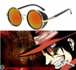 Cosplay&ware Hellsing Anime Alucard Vampire Hunter Tailored Cosplay Glasses Orange Sunglasses