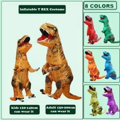 KOOY Hot T-rex Dinosaur Inflatable Costume Party Cosplay Costumes Fancy Mascot Anime Halloween For Adult Kids Dino Cartoon