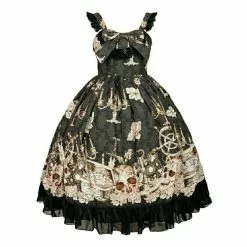 Cosplay&ware Japanese Gothic Jsk Lolita Dress Women Vintage Victorian Sleeveless Bow Princess Tea Party Dresses Girls Chic Print -Zentai shop online Japanese Gothic Jsk Lolita Dress Women Vintage Victorian Sleeveless Bow Princess Tea Party Dresses Girls Chic 5.jpg 640x640q80 5.jpg 5