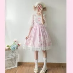 Cosplay&ware Kawaii Clothing Japanese Fashion Lolita Jsk Dress Women Summer Cute Bow Cat Strap Gothic Tea Party Sweet -Zentai shop online Kawaii clothing Japanese fashion Lolita jsk dress women summer cute bow cat lolita strap Gothic tea 4.jpg 640x640q80 4.jpg 4
