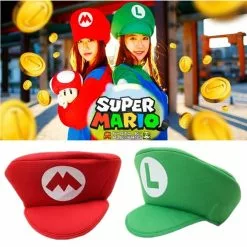 Cosplay&ware Kids Adult Anime Cosplay Props Hats Luigi Bros Fabric Dome Hat Baseball Cap Boys Girls Accessories