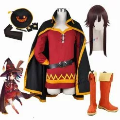 Novedan Konosuba God’s Blessing On World Megumin Cloak Dress Uniform Outfit Halloween Anime Cosplay Costume Wig