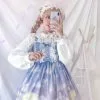 Cosplay&ware Lolita Dress Sweet Cute Japanese Kawaii Girls Princess Maid Vintage Gothic Printed Patterns Lace Pink Summer Skirt