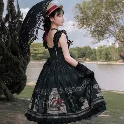 LISM Lolita Jsk Dress And Rose Gothic Style Dark Vintage Victorian Princess Party Sleeveless -Zentai shop online Lolita JSK dress nightingale and rose jsk dress gothic style dark Vintage Victorian Princess Party Dress 3.jpg 640x640q80 3.jpg 3
