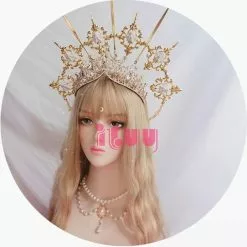 ITUY Lolita Vintage Kc Headband Angel Gold Halo Goddess Headpiece Virgin Mary Bride Crown Bead Chain Baroque Tiara Headwear -Zentai shop online Lolita Vintage KC Headband Angel Gold Halo Goddess Headpiece Virgin Mary Halo Bride Crown Bead Chain 1.jpg 640x640q80 1.jpg 1