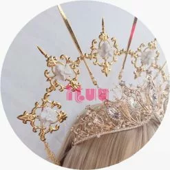 ITUY Lolita Vintage Kc Headband Angel Gold Halo Goddess Headpiece Virgin Mary Bride Crown Bead Chain Baroque Tiara Headwear -Zentai shop online Lolita Vintage KC Headband Angel Gold Halo Goddess Headpiece Virgin Mary Halo Bride Crown Bead Chain 3.jpg 640x640q80 3.jpg 3