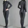Cosplay&ware Lycra Womens Long Sleeve Black Unitard Mock Neck Hoodless Spandex Dance Zentai Bodysuit Full Body Tight Skin Suits For Cosplay