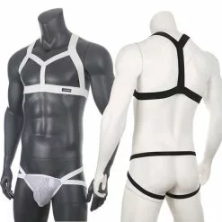 CLEVER-MENMODE Men Body Chest Harness Thongs Set Elastic Shoulder Strap Lingerie Jockstrap Stage Clubwear G String Costume Sexy Bondage Tops