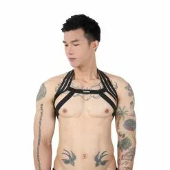Cosplay&ware Men Halter Neck Nightclub Performance Lingerie Body Chest Harness Bondage Costume Party Hollow Elastic Clothing Super Hot -Zentai shop online Men Halter Neck Nightclub Performance Lingerie Body Chest Harness Bondage Costume Party Hollow Out Elastic Clothing 5.jpg 640x640q80 5.jpg 5